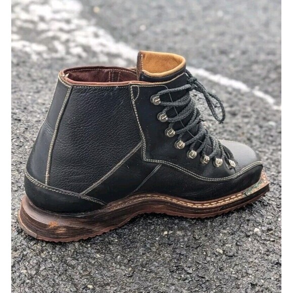 Vintage Swiss Size 9.5 RAICHLE Black Leather Telemark Ski Boots Gorpcore main image 10